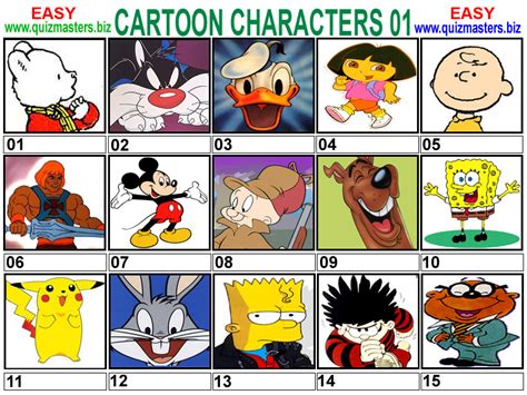 Match The Cartoon Character Quiz By Vrfpink