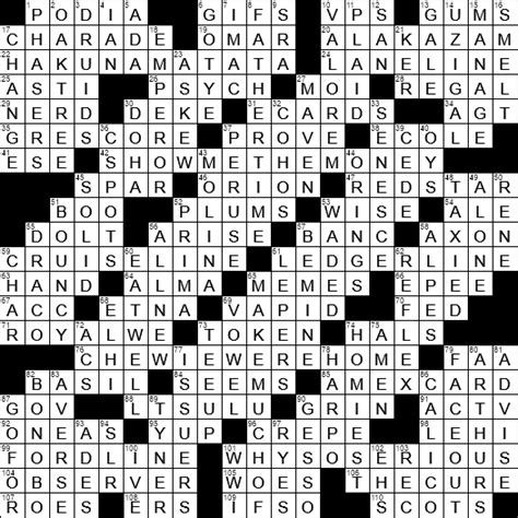 Play our daily crossword puzzles online for free! 1029-17 NY Times Crossword Answers 29 Oct 2017, Sunday ...