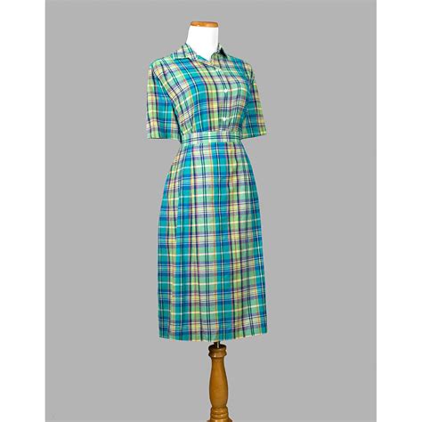 1960s madras dress 60s plaid dress cotton by redplumevintage madras dress 60s dress dresses