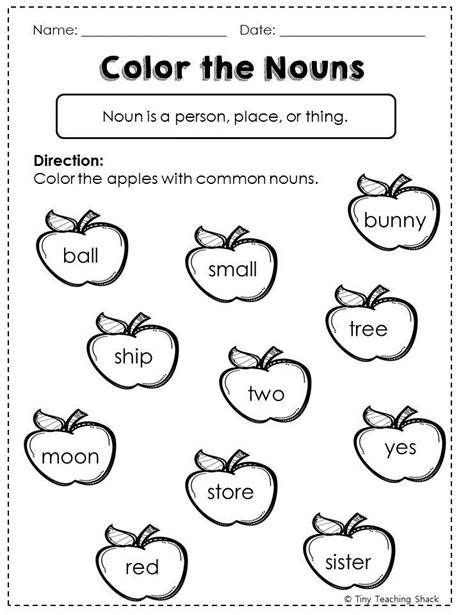 Word study should include possessive noun practice lists that clearly show the difference between singular and plural possessive noun usage as well as spelling practice for possessive nouns and pronouns. Image result for nouns worksheets for grade 1 | Nouns worksheet, 1st grade worksheets, Nouns