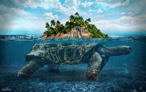 Turtle Island Ocean Sky Abstract Fantasy Photos Cantik