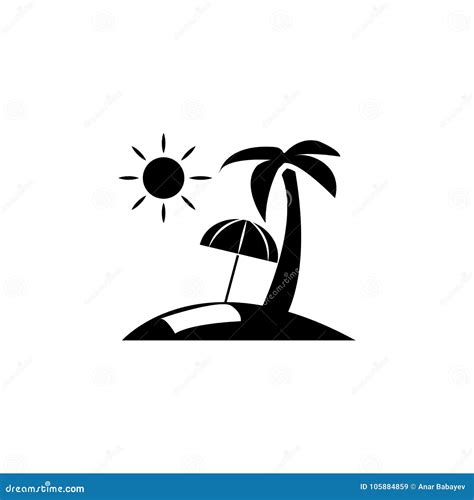 Beach Flat Icon Stock Vector Illustration Of Color 105884859