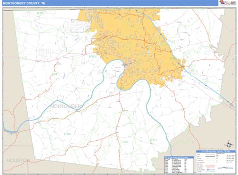 Montgomery County Tennessee Zip Code Wall Map