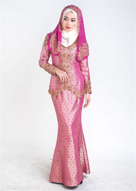 Salomah Kebaya Songket Pink Malay Wedding Dress Kurung Moden