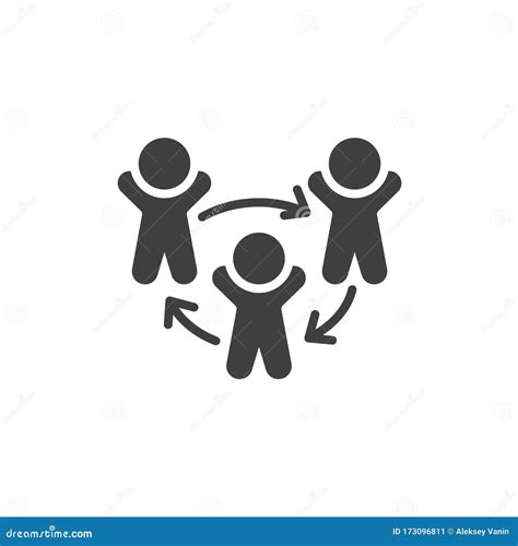 Three People And Arrows Vector Icon Stock Vector Illustration Of