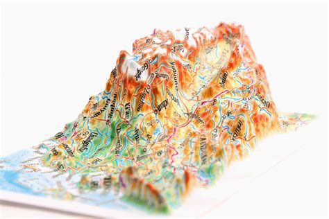 China High Raised Relief Panorama 3d Souvenir Map 10 Cm