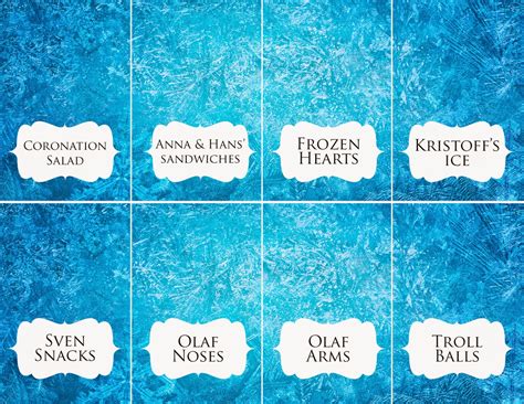 Download Disney Frozen Food Place Cards Rambling Renovators