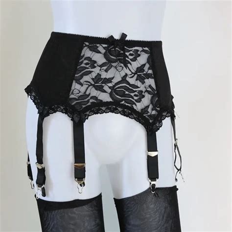 Strap Wide Vintage Suspender Belt For Woman Plus Size Black Lace