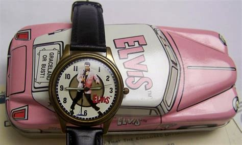 elvis presley watch by fossil pink cadillac version vintage wristwatch etsy