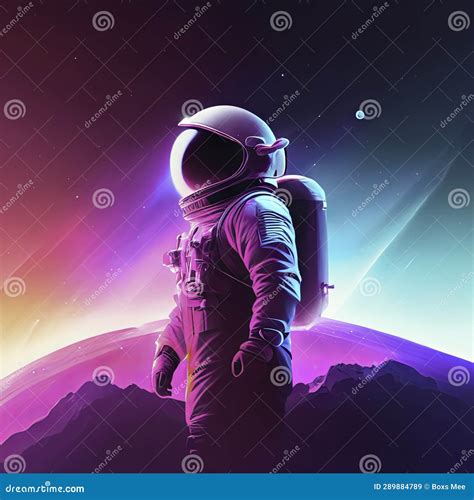Astronaut In Outer Space Science Fiction Wallpaper Stock Illustration