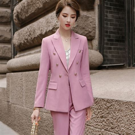 2020 Spring New Pink Pants Suits Women Temperament Fashion Casual