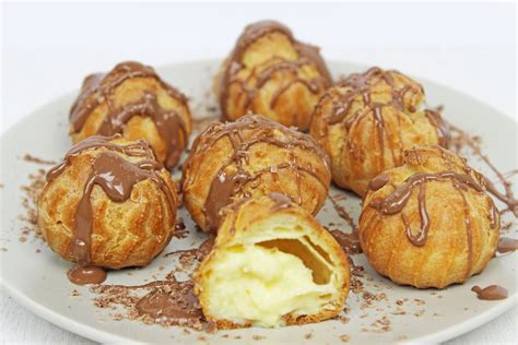 these filled french choux pastry balls with a sweet and moist filling of custard are so