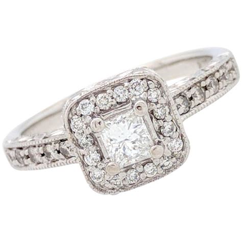 14 karat white gold 24 carat princess cut diamond halo engagement ring si2 h at 1stdibs 24