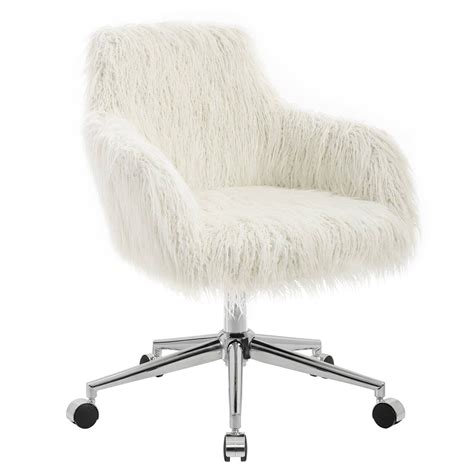Linon Fiona Faux Fur Office Chair16 20 In Adjustable Seat Height