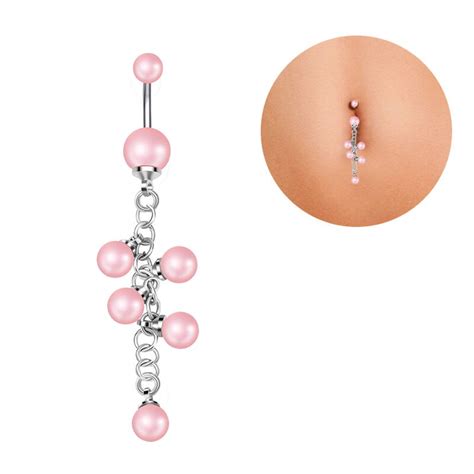 1pcs Fashion Pearl Belly Tunnel Plug Stainless Steel Belly Button Ring