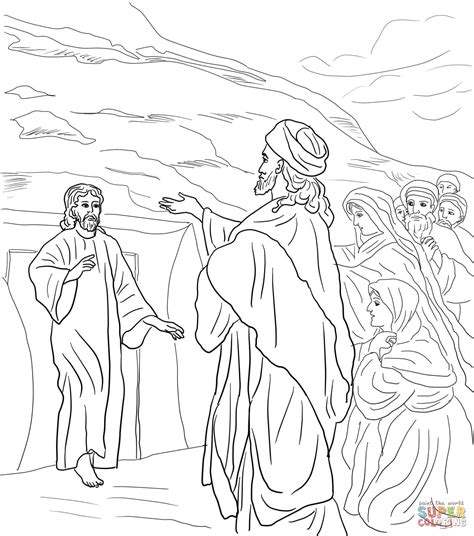Jesus Raises Lazarus From The Dead Coloring Page Free Printable