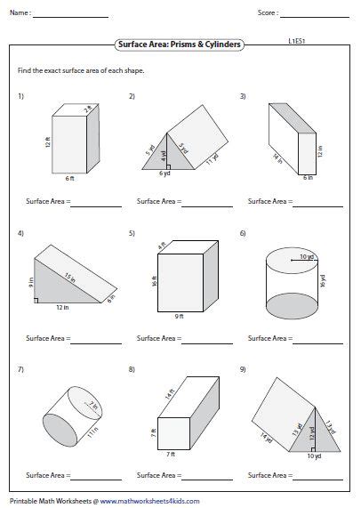 Pin By Kimberly Hunt On Math Area Worksheets Surface Area Volume