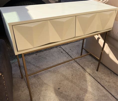 Uhuru Furniture & Collectibles: #480737 West Elm Console Table with Brass Base - $245 SOLD