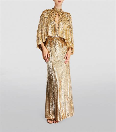 Womens Jenny Packham Gold Sequin Embellished Judy Cape Harrods UK