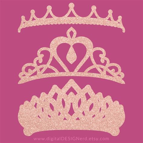 Rose Gold Glitter Clip Art Crowns And Tiaras 18 Digital Etsy