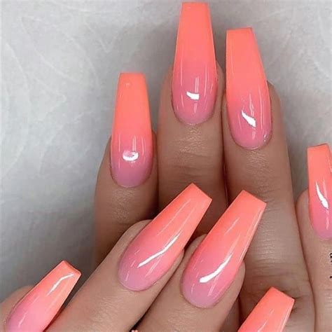 peach pink Gel coffin nails long, natural gel nails design ... And even the cheapest $2 polish looks great on these nails!