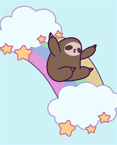 Rainbow Cloud Sloth Graphic T Shirt By Saradaboru Sloth Cute