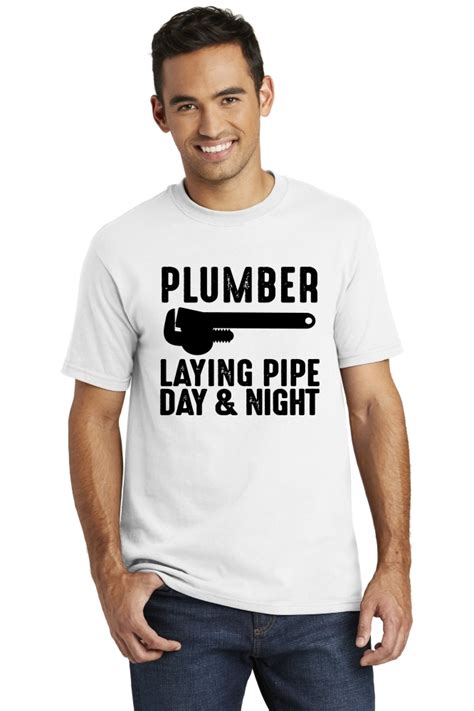 Usa Made Plumber Laying Pipe Day And Night American T Shirt Work