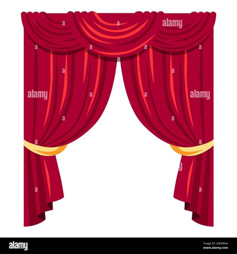 Luxurious Red Curtains Flat Vector Illustration Stock Vector Image
