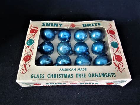 Vintage Shiny Brite Miniature Blue Mercury Glass Christmas Ornaments