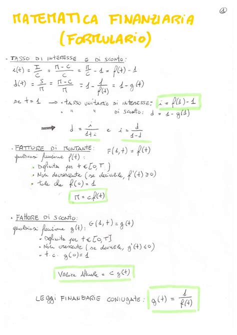 Matematica Finanziaria Formulario