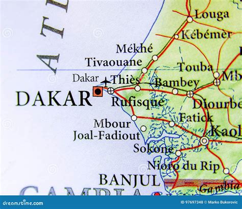 Geographic Map Of Senegal With Capital City Dakar Stock Photo Image