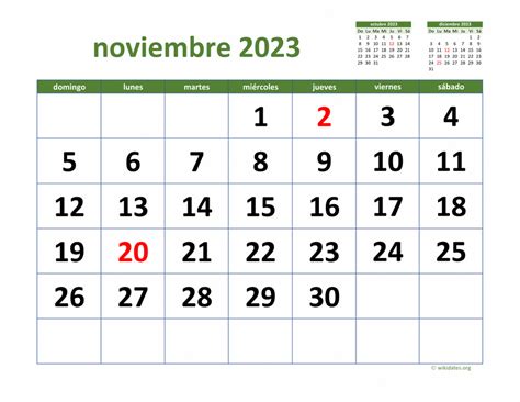 Calendario Noviembre 2023 de México WikiDates org