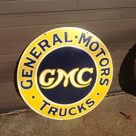 Double Sided Porcelain Genral Motors Trucks Sign Obnoxious Antiques