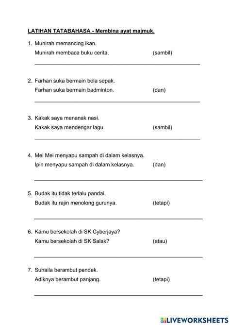 Tatabahasa Online Worksheet For Tahun You Can Do The Exercises