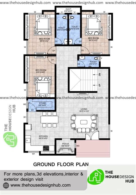 30 X 50 Ft 3 Bhk House Plan In 1500 Sq Ft The House Design Hub