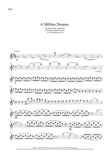 A Million Dreams For Flute Trumpet Violin And Cello Sheet Music Pdf