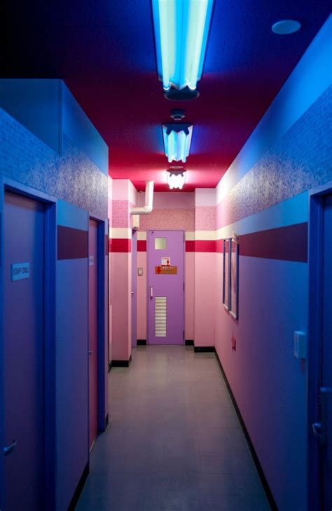 Pink Red And Blue Glowing Hallways Aesthetic Neon