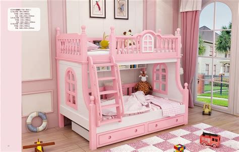 Twin Beds For Girls Child Pink Bunk Bed Kids Beds With Storage