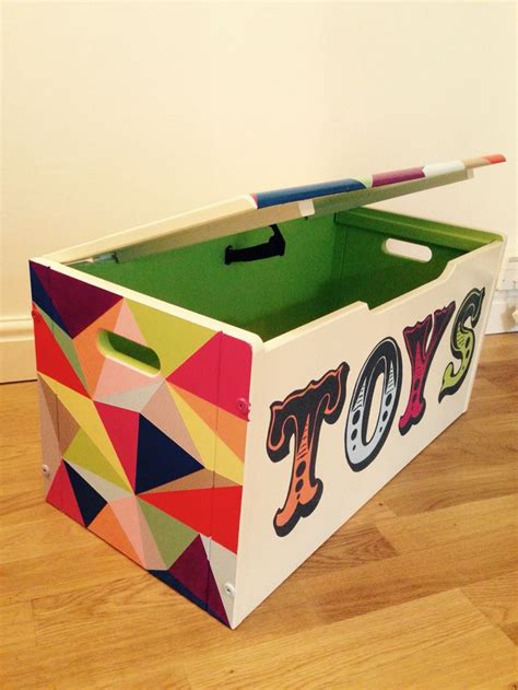 Geometric Hand Painted Toy Boxes For Sale Painted Toy Boxes Diy Toy