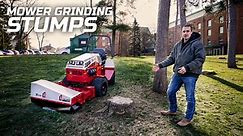 Using Mower To Grind Tree Stumps