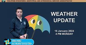 Public Weather Forecast issued at 4PM | January 15 2024 - Monday