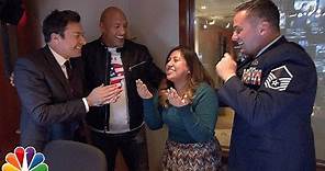 Jimmy and Dwayne Johnson Surprise 'Tonight Show' Staffer with Military Homecoming