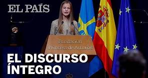 El discurso íntegro de Leonor de Borbón en los Premios Princesa de Asturias 2020