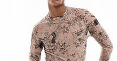 ASOS DESIGN muscle fit long sleeve mesh t-shirt with tattoo print | ASOS