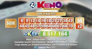 Tirage du soir Keno gagnant à vie® du 29 mars 2022 - Résultat officiel - FDJ