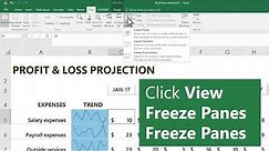 Freeze columns or rows in Microsoft Excel