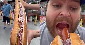 Video: Taking on the epic 3-foot hot dog and other outrageous eats at Nat Bailey Stadium