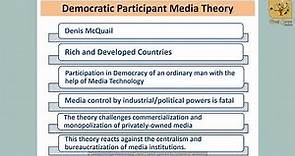 369 Democratic Participant Media Theory I Participatory Media Theory I Media Theories