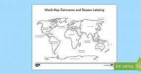 World Map Continents and Oceans Labeling Activity for K-2nd Grade