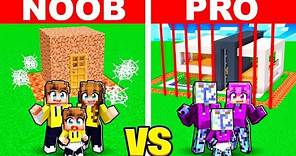 Minecraft: NOOB vs PRO: SAFEST SECURITY HOUSE BUILD CHALLENGE TO PROTECT MY FAMILY